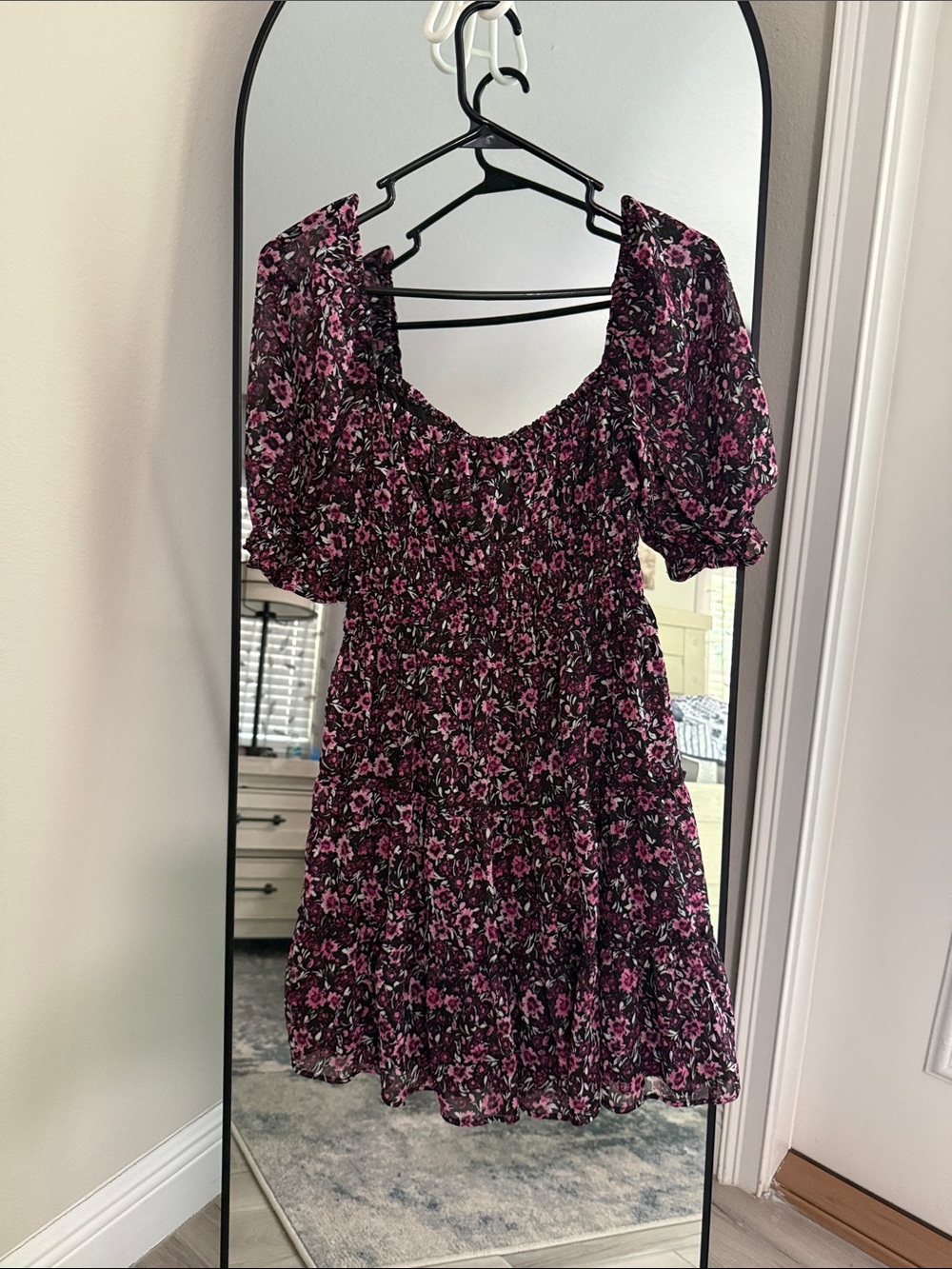 Trixxi Black Dress with Pink Floral Print